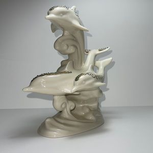 Vintage Lenox Jewel Collection Frolicking Dolphins 1996 Discontinued 8 1/2” Tall
